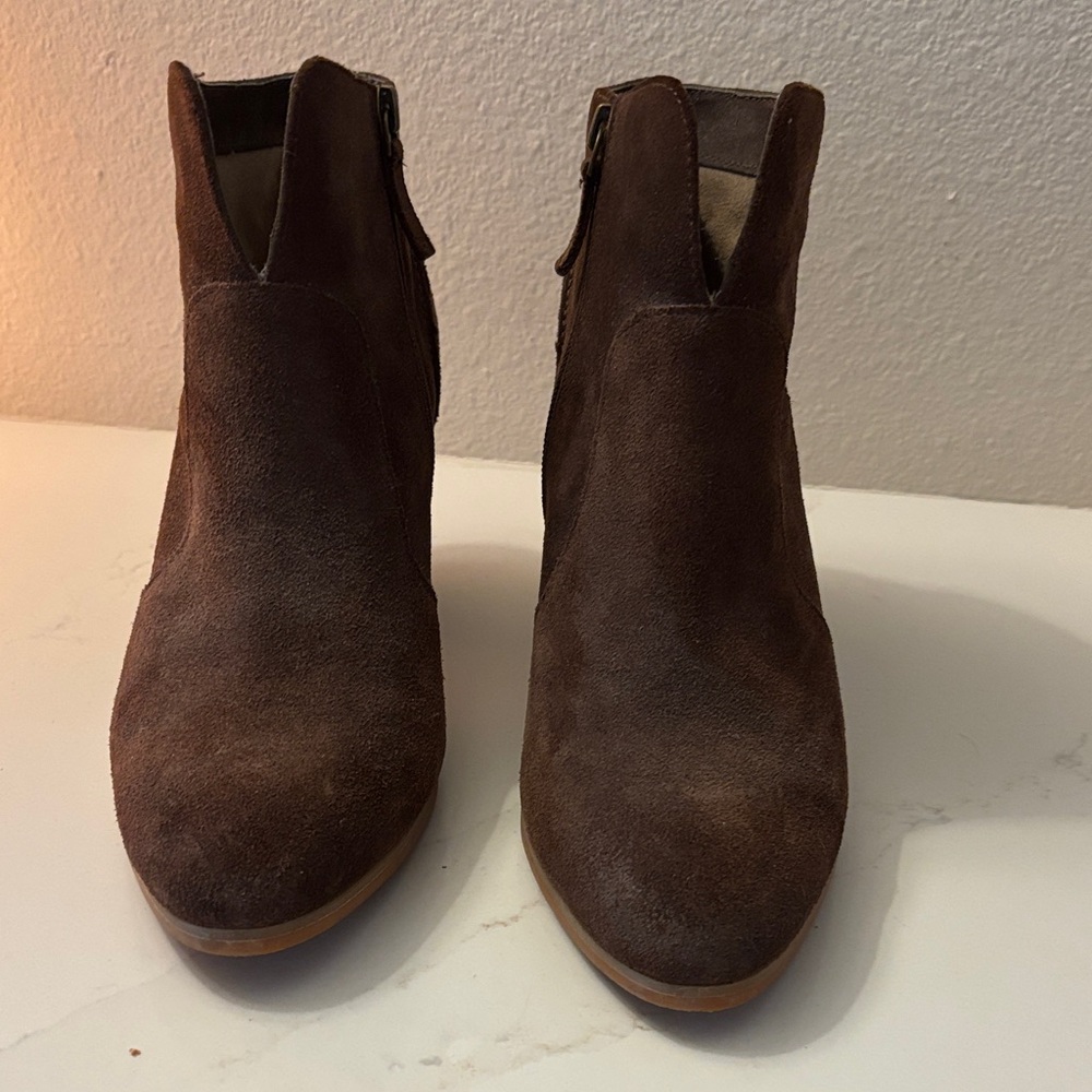 Tesori Dark Brown Suede Ankle Booties